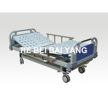 (A-38) -- Movable Double-Function Manual Hospital Bed with ABS Bed Head
